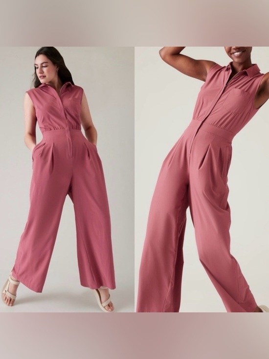 Athleta Pants - Athleta Dusty Rose Brooklyn Heights Wide Leg Jumpsuit Size 16